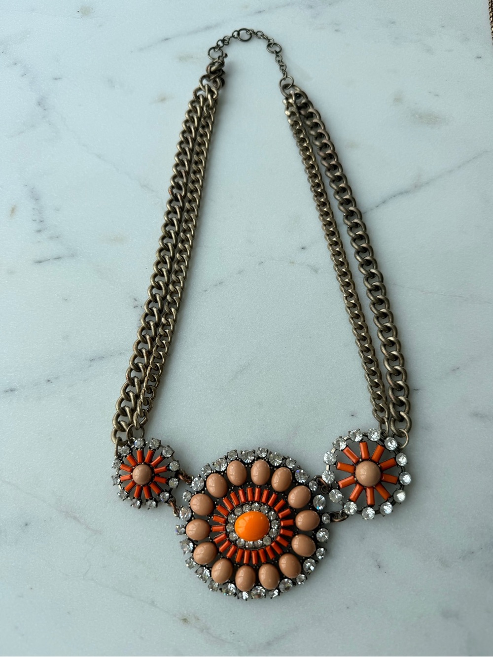 J.Crew Orange & Peach Pendant Necklace